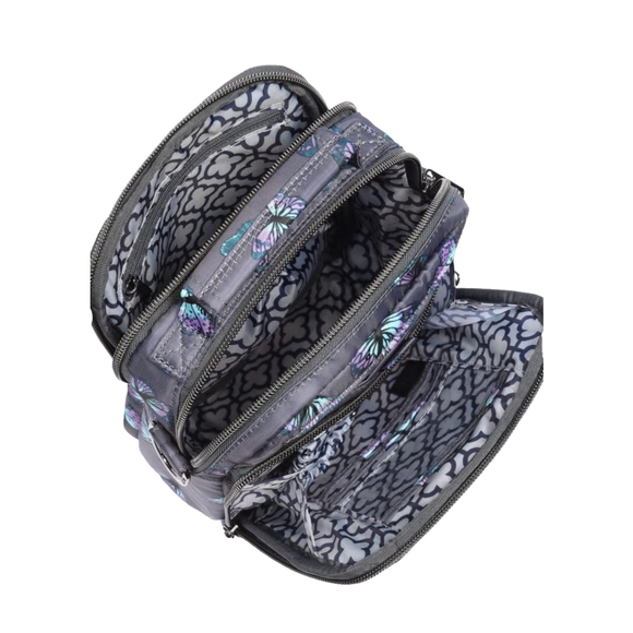 Lug Crossbody Bag in Blue with Butterfly Design - Picture 4 of 12